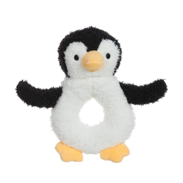 Apricot Lamb Baby Lovey Penguin Soft Rattle Toy, Plush Stuffed Animal for Newborn Soft Hand Grip Shaker Over 0 Months (Black Penguin, 6 Inches)