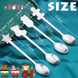 16 PCS Christmas Coffee Tea Spoons Set, PBIEHSR Stainless Steel Stirring Mixing Xmas Teaspoons for Dessert Drinks Espresso Milkshake Jam, 4 Styles