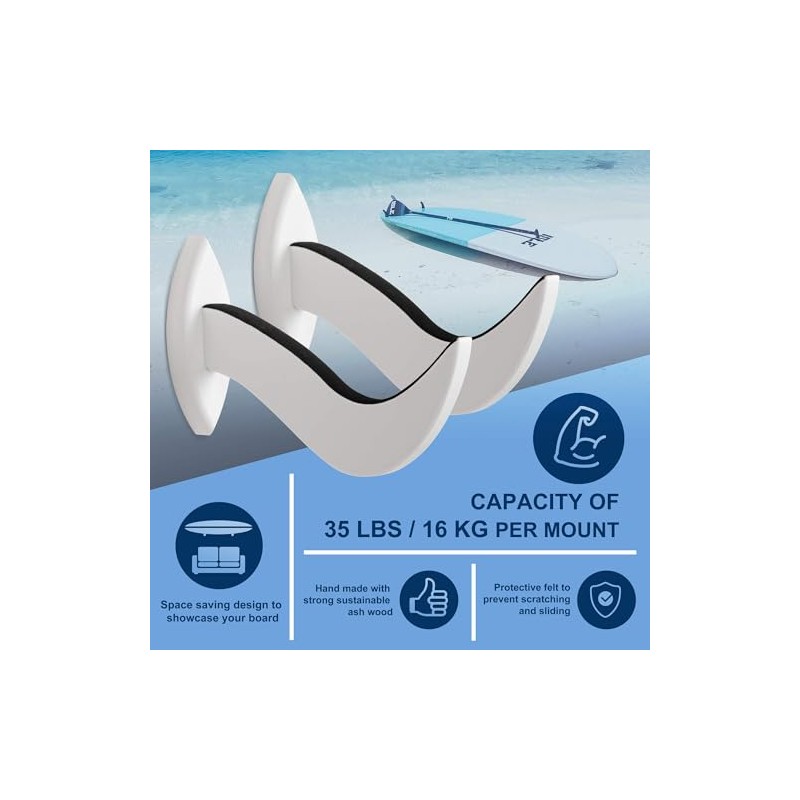 Hang 11 Surfboard Wall Mount - Stylish Wooden Rack for