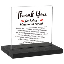 Thank You Gifts for Women Men, Appreciation Gifts for Friends, Birthday Retirement Gifts for Mom Family, Thank You for Being A Blessing in My Life Home Office Desk Décor Sign, DSF135