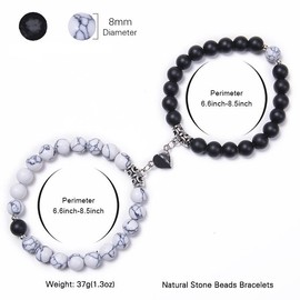Leatic Magnetic Couple Bracelets Relationship Distance Bracelet Heart Energy Stone Beads Gemstone Beaded Agate Matching Bracelets For Couples Friendship Best Friend Boyfriend And Girlfriend