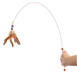 GANAZONO Cat Kitten Toy Interactive Wire with Bell and Beads Pet Toy Wire Teaser for Cats Random Color