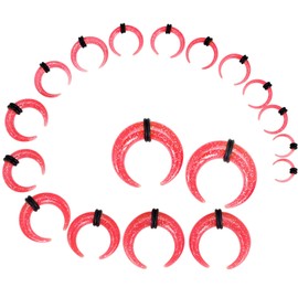 Longbeauty 18Pcs Acrylic Septum Pincher Tapers C Shape Buffalo Ear Taper Kit Stretching Expander Rings for Nose Ear Gauges Size 14G 12G 10G 8G 6G 4G 2G 0G 00G, Acrylic, cubic-zirconia