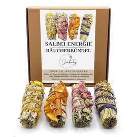 JEEBUTY Sage Energy Incense Bundles, Pack of 4, Approx. 10 cm and 100 g, for Smoking, Incense Set