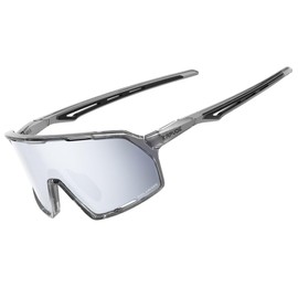 KAPVOE Dimmable Sports Sunglasses Polarized Sports Glasses for Men Women UV400 Protection, Anti-fog polarized silver color