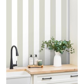 Guvana 17.7"x472" Striped Wallpaper Peel and Stick Wallpaper Brown and White Contact Paper Removable Wallpaper Modern Self Adhesive Wallpaper Waterproof Wallpaper for Accent Wall Laundry Room Decor