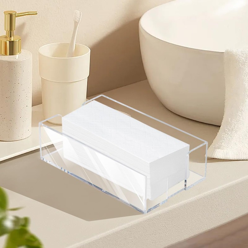 Acrylic Napkin Holder, Clear Modern Design, Countertop Napkins Dispenser, Flat