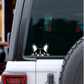 French Bulldog Dog Peeking - Vinyl Decal - Car Truck Laptop - Select Size