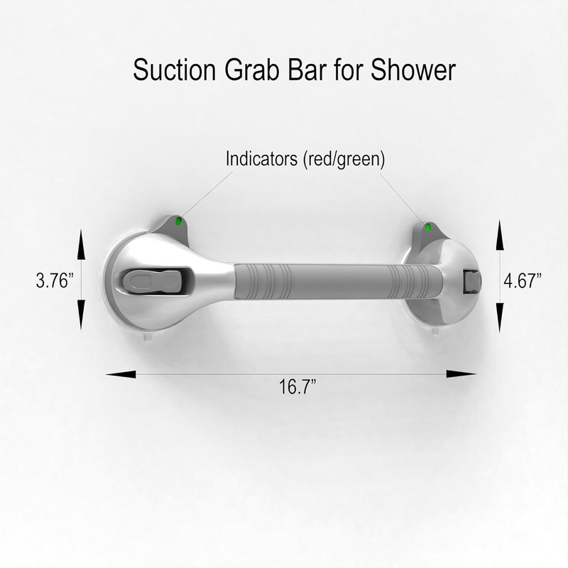 17“ Suction Shower Grab Bar with Indicators, Tool-Free Installation, Steady