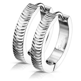 Bungsa 316L Stainless Steel 20mm Creole Hoop Earrings, Stainless Steel, No Gemstone