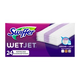 Swiffer Wet Jet Mop Cleaning Pads Refill, Floor Cleaner for Mopping Wood, Laminate, Tile in Home, Bathroom, Kitchen, All Purpose Multi-Surface Spray Mop Pad for Floor Cleaning, 24ct