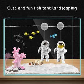 Floating Fish Tank Decorations, Aquarium Decorations Fish Tank Accessories, Suitable for All Kinds of Fish Tanks Scene Layout (2Pcs White Astronauts)