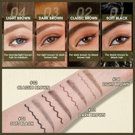 UCANBE Lápices De Cejas Para Mujer Con Pincel Doble Punta Con 4 Puntas Y Delineador En Gel Microblading Con Lápiz Delineador Y Pincel Para Cejas Con Efecto Vello Color Negro Suave