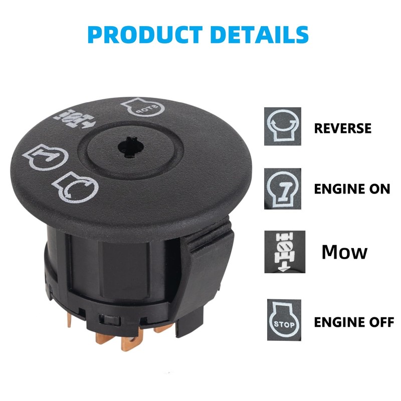 Narcilors Lawn Mower Tractor Ignition Switch with 2 Keys 4