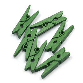 Topxome 100pcs Mini Colored Spring Wood Clips Clothes Photo Paper Peg Pin Clothespin Craft Clips Party Decoration(Green)