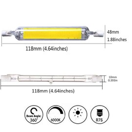 KIMROO 15W 118mm R7S LED Bulbs(2 Pack)150W Halogen Enquivalent J-Type 120V Dimmable T3 R7s Base Double Ended Flood Light 3000K Warm White for Landscape Light (Warm White)