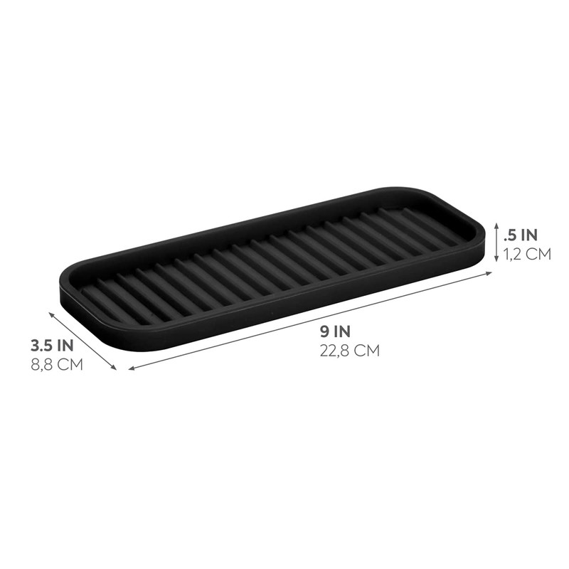 iDesign Silicone Kitchen Sink Tray for Countertops - Black