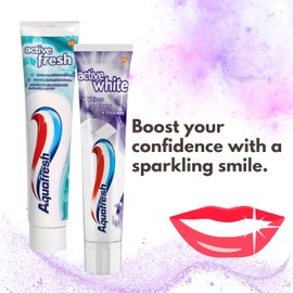 Home & Hatch Toothpaste Bundle: Includes 2 Packs of Aquafresh Active Fresh and 2 Packs of Active White Toothpaste, (100ml Each) Complete Oral Care for The Whole Family