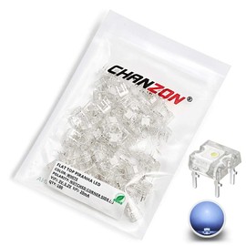 Chanzon 100 pcs Piranha Superflux White LED Diode Lights (Clear Transparent Lens Flat Top 4 pins DC 3V 20mA) Lighting Bulb Lamps Electronics Components Indicator Light Emitting Diodes
