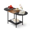 Coffee Tables for Living Room,2-Tier Small Oval Center Table Industrial