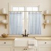 Coastal Bathroom Window Curtains,Short Privacy Sheer Linen Light Blue Striped