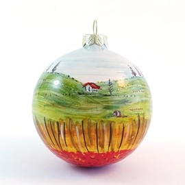 thatsArte.com – Italian Hand Painted Ceramic Christmas Ball Ornaments Deruta Pottery for Xmas Tree Decoration Umbria Landscape Handmade in Italy by D&G Design