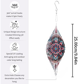 F-CANLAN 3D Mandala Wind Spinner, 10-Inch Stainless Steel Flower Wind Spinners Indoor Outdoor Garden Yard Decoration, Dynamic Arts Crafts Hanging Sculpture (White)