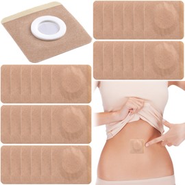 Joez Wonderful 30 Pcs Disposable Castor Oil Pack Wrap, Belly Button Patches, Self-Adhesive Castor Oil Patches, Organic Cotton Wraps Pack Covers - Square (Beige, 6x6cm)