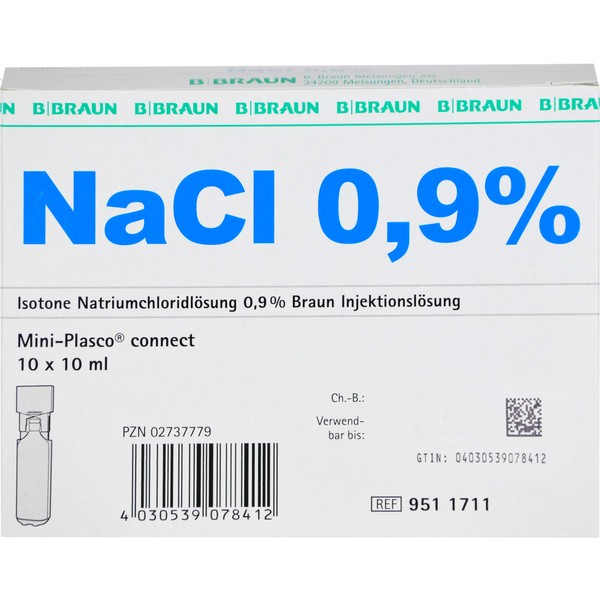 B. Braun NaCl 0,9% Braun Injektionslösung Mini-Plasco connect, 10 St. Ampullen
