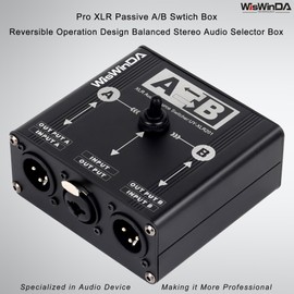 WisWinDa Pro XLR Passive A/B Switch Box Reversible Operation Design Balanced Audio Converter 2 Channel HiFi Stereo Audio Selector No Loss Switching Aluminum Shell (XLR A/B Swtich Box (F-2M))