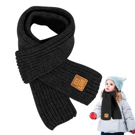 LXYYDS Knitted Scarf Kids, Kids Scarf, Kids Winter Knitted Scarf, Kids Knitted Scarf Wool Scarf, Kids Scarf Winter, Baby Scarf, Winter Knitted Scarf for Girls and Boys 2-10 Years, black