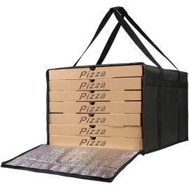 Bodaon Insulated Pizza Delivery Bags, 20" x 20" x 14" Insulated Food Delivery Bag for Rideshare Drivers, Pizza Pack, Pizza Hot Warmer Carrier, Food Warmers for Parties Insulation (Black, 1Pk)