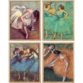 SIGNWIN Framed Poster Degas Ballet Dancers Collection Impressionist Dance Illustrations Fine Art Decorative Vintage for Living Room, Bedroom, Office - 11"x14"x4 Natural