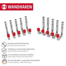 Gedotec Wall Hook Garage Metal Hook Workshop | Heavy Duty Device Holder 80 x 120 mm | Fastening Hooks for Wall mounting Load Capacity 45 kg | mounting Hook Set for Device Holder - 10 Pieces