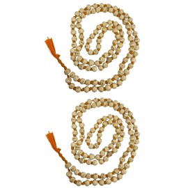 NAISHA Hare Rama Hare Krishna Tulsi Holy Basil Japa Mala 108+1 Beads Original for Daily Mantra Jaap, Bead Size: 6/7mm, (Pack of 2)