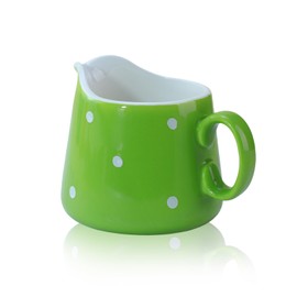 CHOOLD Polka Dot Ceramic Creamer with Handle,Coffee Milk Creamer Pitcher/Serving Pitcher/Sauce Pitcher/Milk Creamer Jug for Kitchen 8.5oz