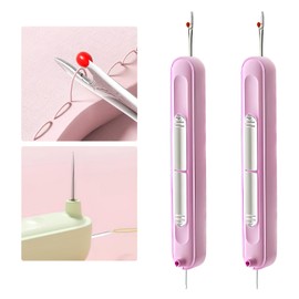 Enhebrador de agujas 2 en 1 mejorado, suministros de costura, herramienta de costura multifuncional, enhebrador automático de agujas (2 unidades-púrpura)