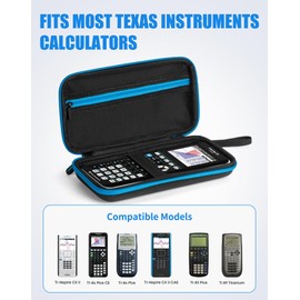 Carrying Case for Texas Instruments TI-84 Plus CE/TI-84 Plus/TI-Nspire CX II CAS/TI-Nspire CX II/Texas TI-83 Plus/Texas TI-89 Calculator, Mesh Bag for USB Cables, Charger Ruler and Pencil - Black
