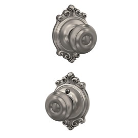 SCHLAGE F10 GEO 619 BRK Brookshire Collection Georgian Passage Knob, Satin Nickel