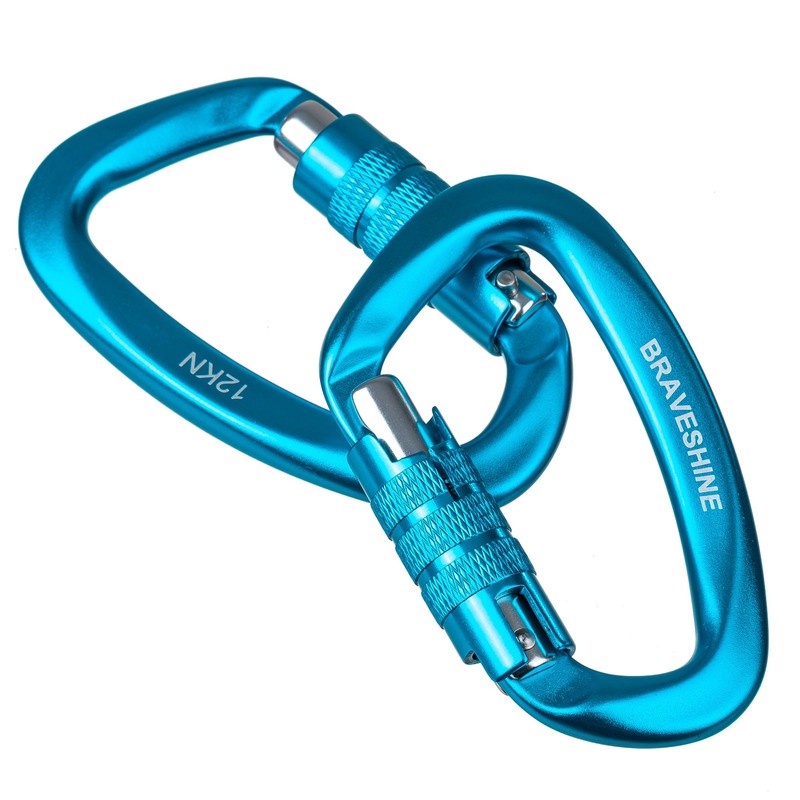 Braveshine 12KN Auto Lock Carabiner, Load Capacity 2,645.5 lbs (1,200