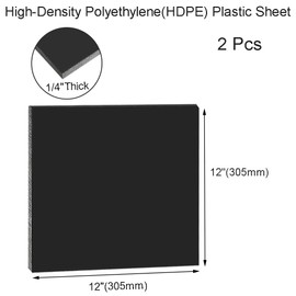 2 Pcs HDPE Plastic Sheet1/4 inch Thick,Size 12 x 12 inch,High-Density Polyethylene(HDPE) Plastic Block for Machining,Home Improvements,DIY Projects (Black)