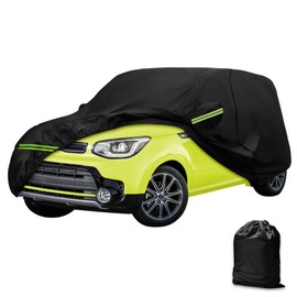 MAITUYU Car Cover for Kia Soul 2009-2025 Waterproof All Weather Full Car Covers 210D with Door Zipper & Windproof Bands for Snow Rain Dust Hail Protection Black