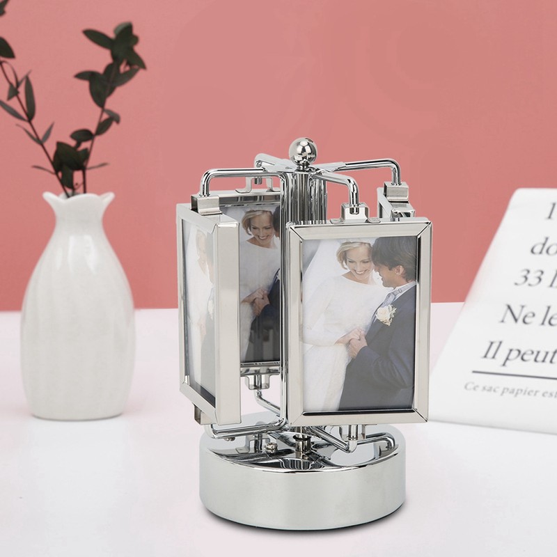 Rotating Music Box Photo Picture Frame Home Living Room Bedroom