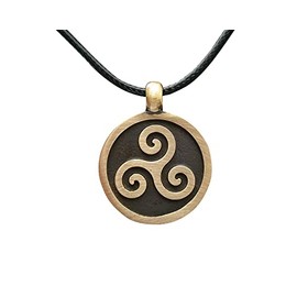 Celtic Triskelion Triskele Spiral of Life Pendant with sring (Brass, Bright Looking)