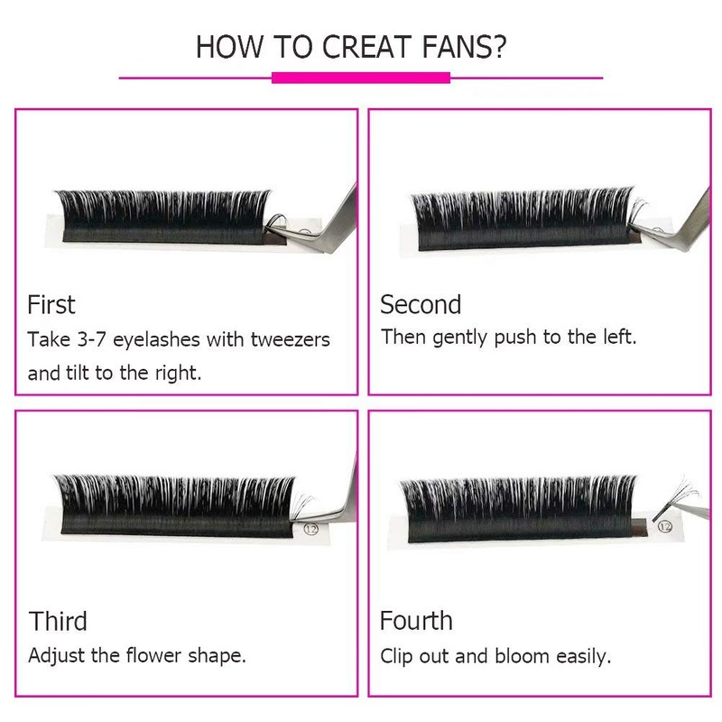 Fadlash Easy Fan Eyelash Extensions, Volume Technique Eyelashes, 0.07 mm