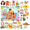 SINGOMON 31PCS Hawaiian Photo Booth Props Novelty Tropical Photobooth Props