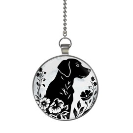 Gotham Decor Labrador Flower Moon Dog Breed Glow in the Dark Double Sided Ceiling Fan and Light Pull Chain Pendant