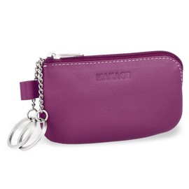 MANAGE Leather Key Case with Coin Compartment and Key Ring - Key Case with Zip for Men and Women - Large Choice of Colours, pink