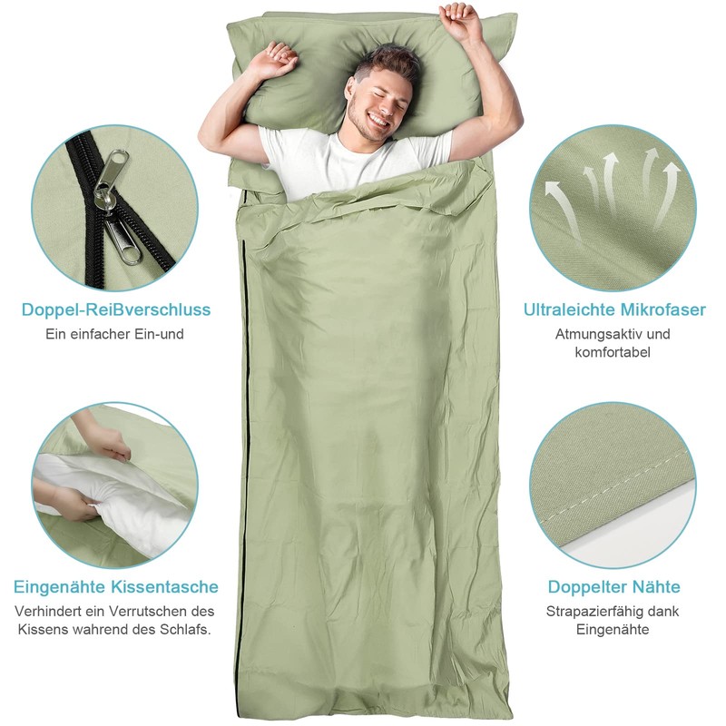 LSTRAGY Cabin Sleeping Bag, 2-in-1 Microfibre Sleeping Bag with Full