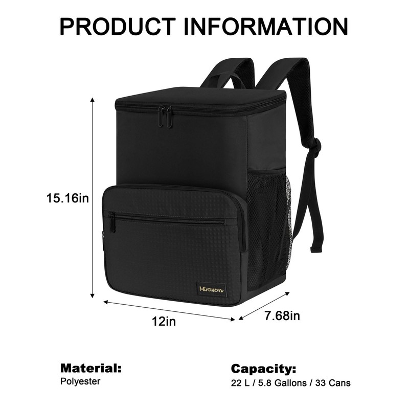 MIRASON Cooler Backpack Insulated Leak Proof Beach Backpack Cooler Bag,
